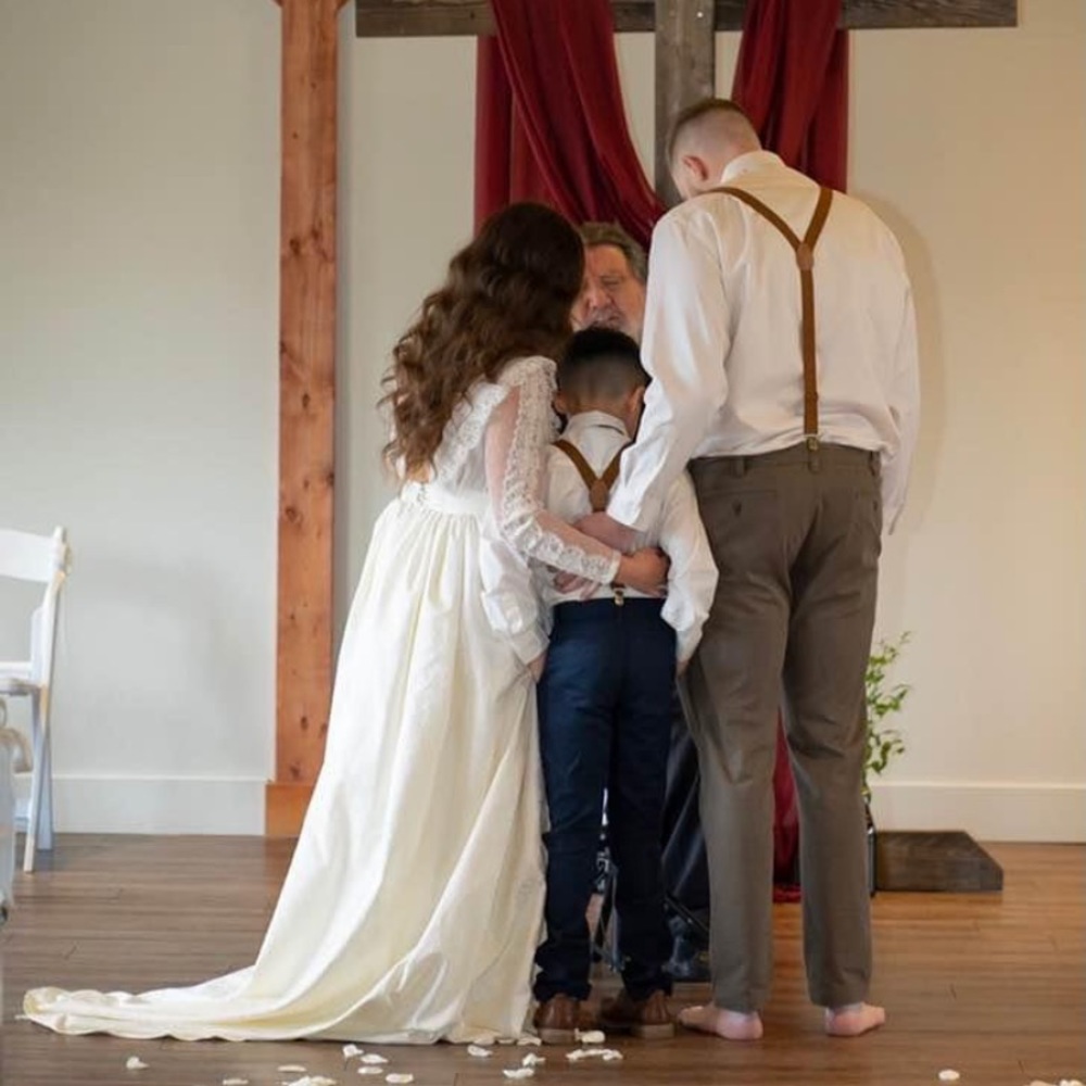 IVORY Lace & Silk Jacquard Wedding Dress - Picture 6 of 12